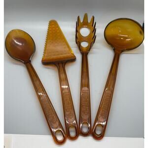 Vintage UltraTemp Amber Kitchen Utensils Robinson Knife Co Made in USA Set of 4